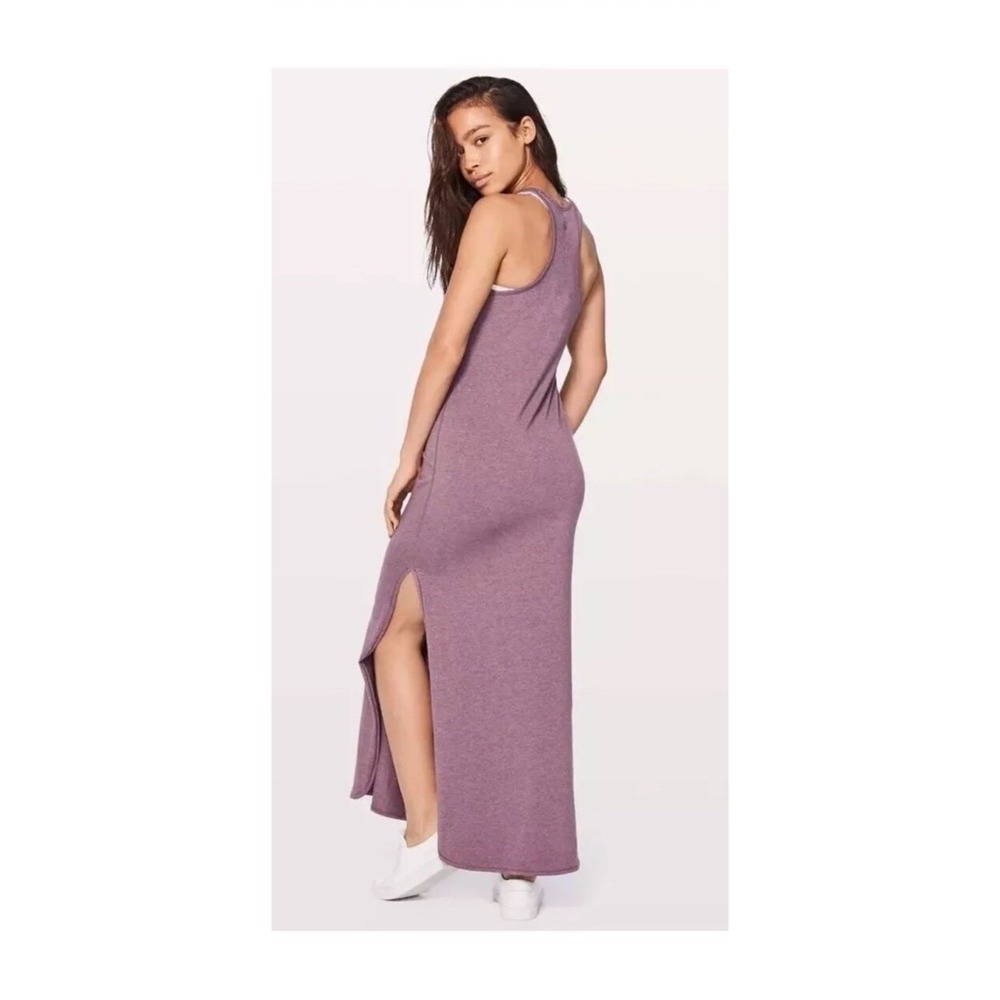 Lululemon Refresh Maxi Dress II Heathered Dusty Mauve Size 2 Racerback Side Slit